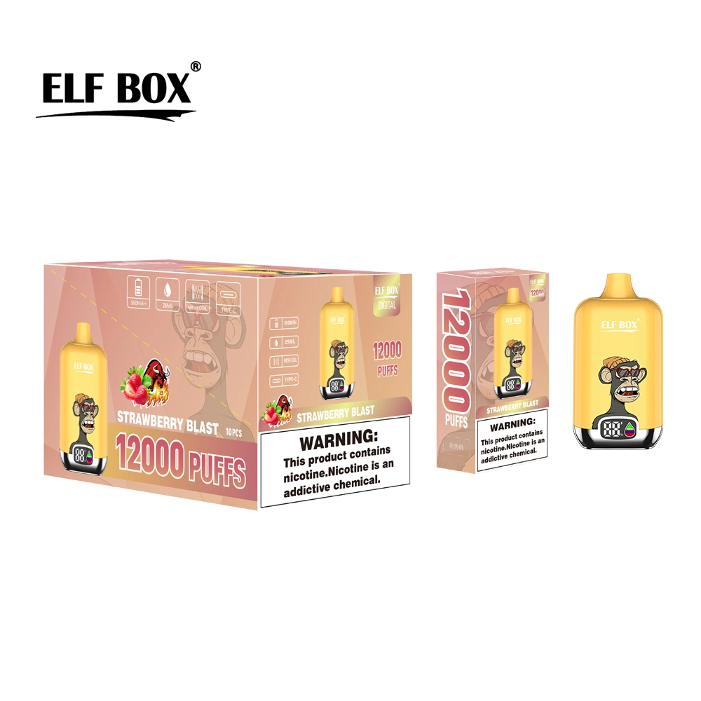 China Top Disposable Vape Bar Elf Box Digital 12000 Puffs Rechargeable Battery 500mAh Electronic Cigarette