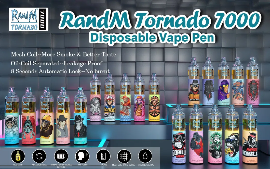 Amazing Taste High Quality Mod Pod R and M Randm Tornado 7000 Puffs Vape Popular in EU