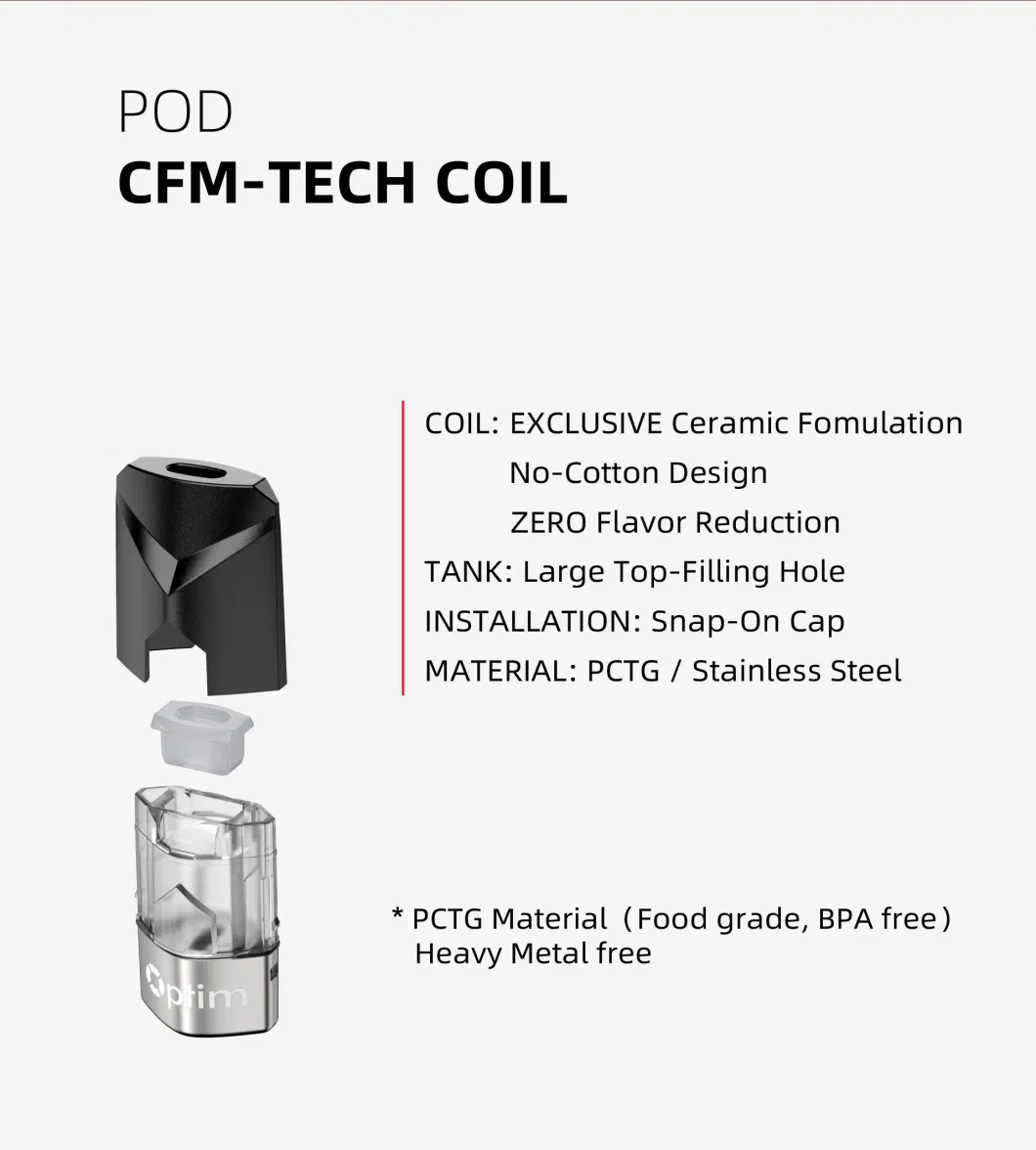 Pod System Vaporizer Oil Vape No-Cotton Design Rechargeable Li-ion Metal Free Tank D8 D9 Delta Hhc Rosin Resin