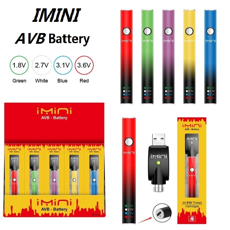 Original Imini CE4 CE3 510 Vape Battery Mod 380mAh for 510 Thread Battery Adjustable Voltage Vape Pen Carts Battery USB Charger Cartridge USA Custom Logo Vaper