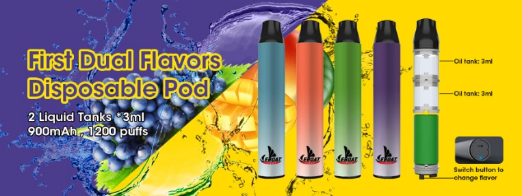 Wholesale Dual Flavors in One Vape 3ml+3ml Oil Tank Disposable Vaporizer