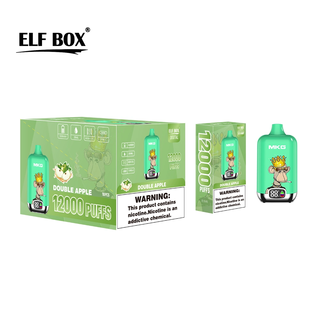 China Top Disposable Vape Bar Elf Box Digital 12000 Puffs Rechargeable Battery 500mAh Electronic Cigarette