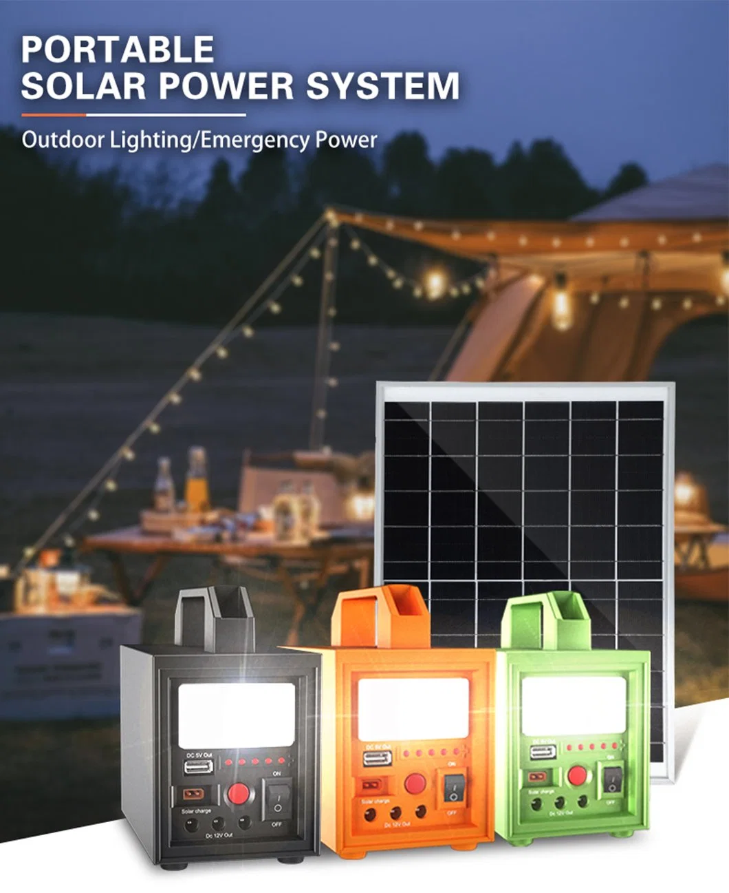 USB Charger System Solar Power Panel Generator Kit Speaker and Lightingfunction Emergency Charging Light System for Hiking