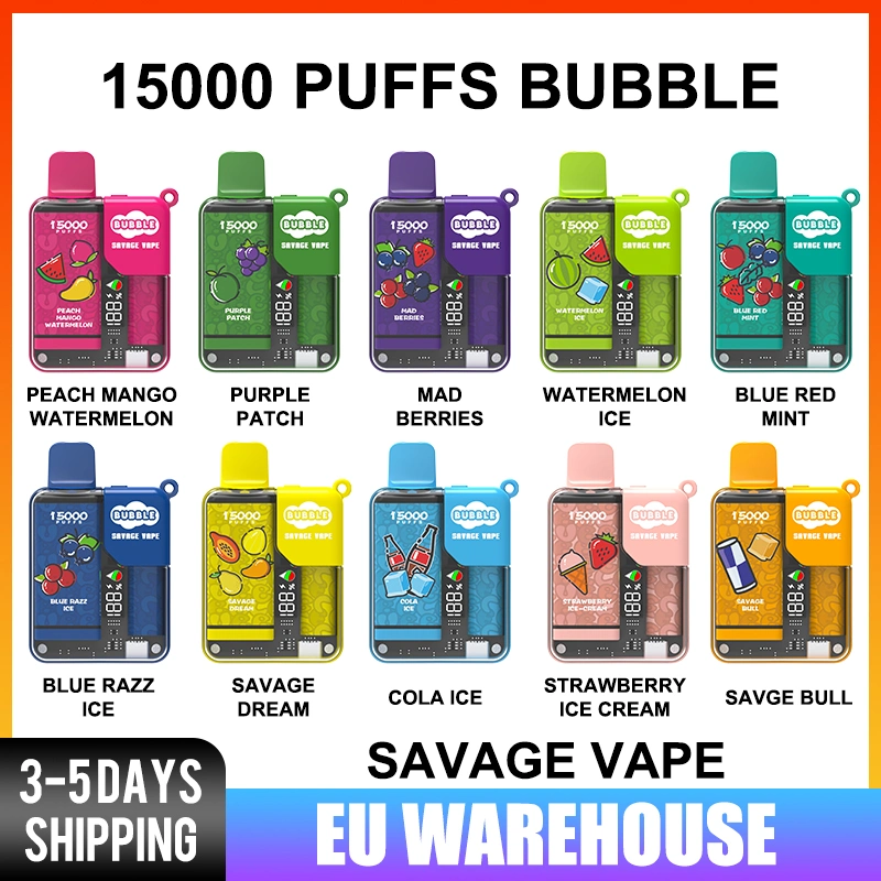 Original Savage Vapanda Bubble 15000 Puff 15K Crystal E Cigarette Rechargeable Electronic Cigarette Disposable Vape Starter Kit