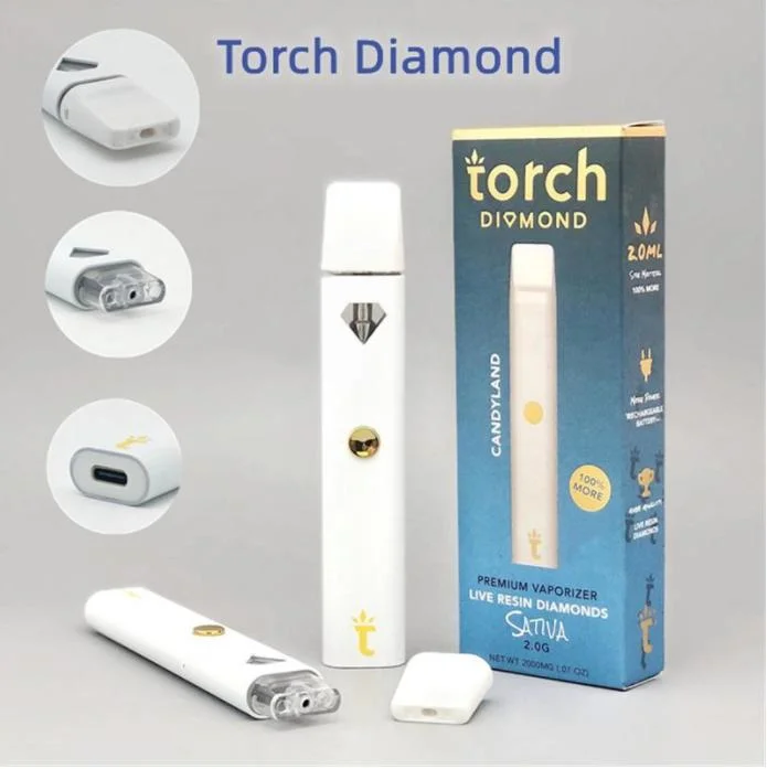 Torch Diamond Disposable Vape Pens 2ml E-Cigarettes Ceramic Coil Pod 380mAh Rechargeable Battery Vapes Empty Carts with Packaging Boxes 12 Flavors
