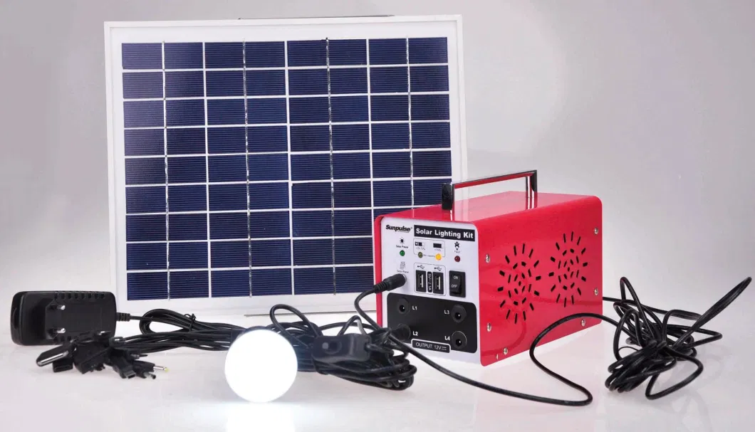 50W Solar Lighting System with LED Light and USB Charging