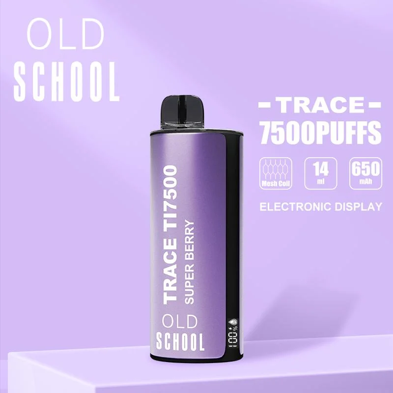 Hot Sale Original Factory Old School Ti7500 Puffs Rechargeable Disposable Vape with Digital Display for Both Charging and E-Juice Levels