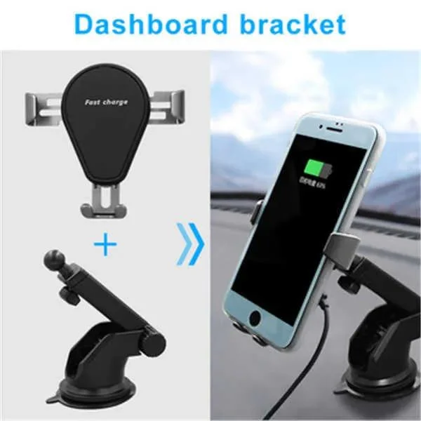 Easy Operation Automatic Clamping Qi Standard 7.5W /10W /15W Phone Charger Holder Magnetic Wireless Charger Car Mount C5