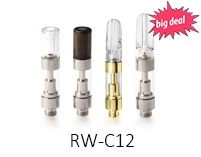 RW C12 China Wholesale 510 Thread Glass Tank G5 1.0ml 0.5ml Ceramic Vertical Coil Vaporizer Rechargeable Disposable Oil Cartridge Pen