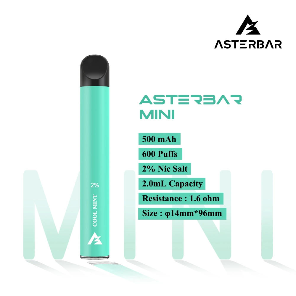 Crystal Bar 600 Puff 2ml Vapes Asterbar Nano 2% 20mg Mesh Coil Vaporizer Pen Elf E Electronic Cigarette Wholesale I Vape Disposable Pod