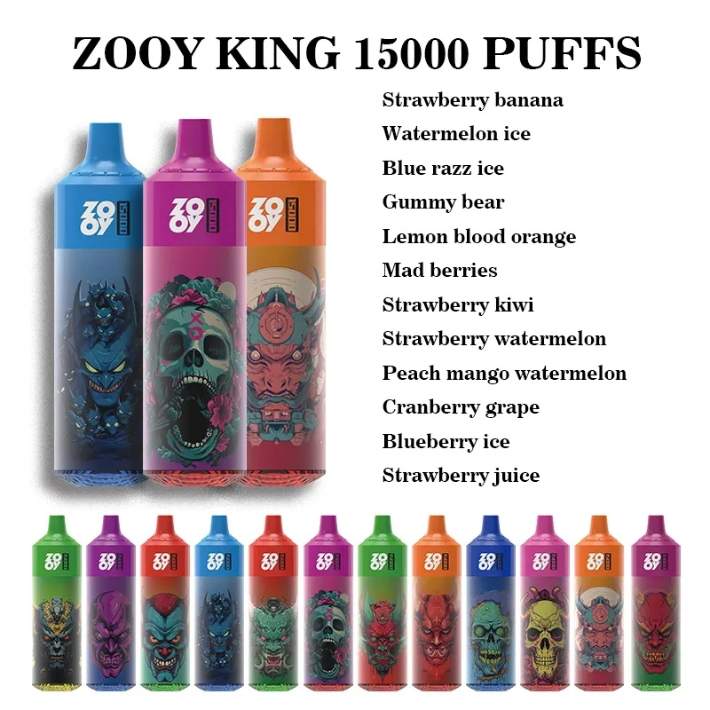 2023 New Product Brand Disposable Vape Pod Factory Price Wholesale Zooy King 15000puffs LED Light 26ml E-Liquid Prefilled Mesh Coil E Hookah Charger Puff