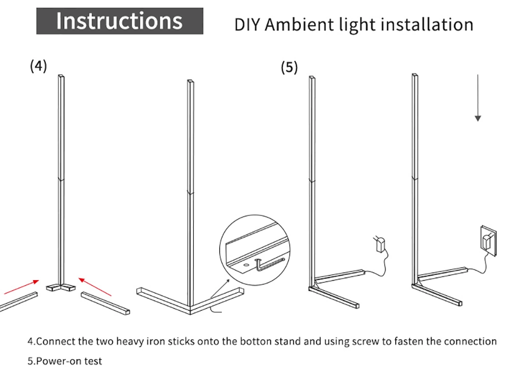 RGB Floor Lamp Bedroom LED Atmosphere Night Lamp Floor Light Living ROM Decor Indoor Standing Lamps for Home Decoration