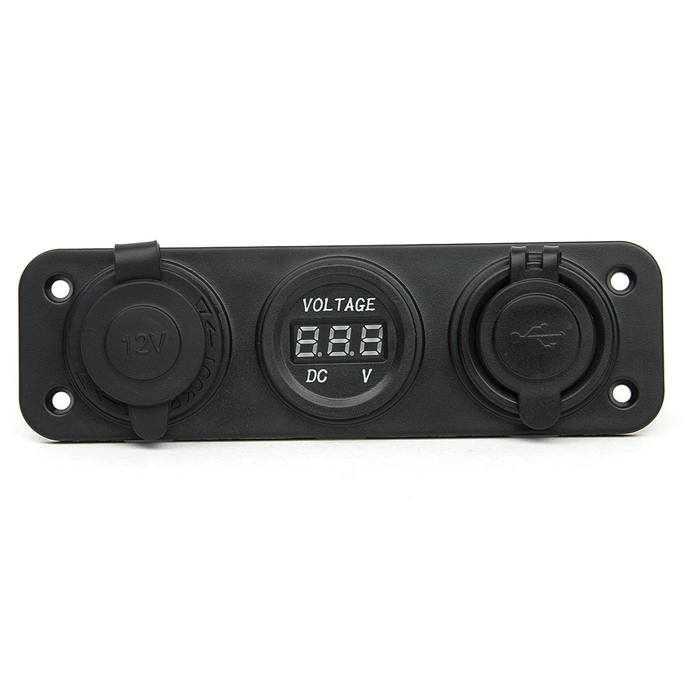 1 Cigarette Lighter Socket + 3.1A Dual USB Power Adapter Charger + LED Digital Voltmeter