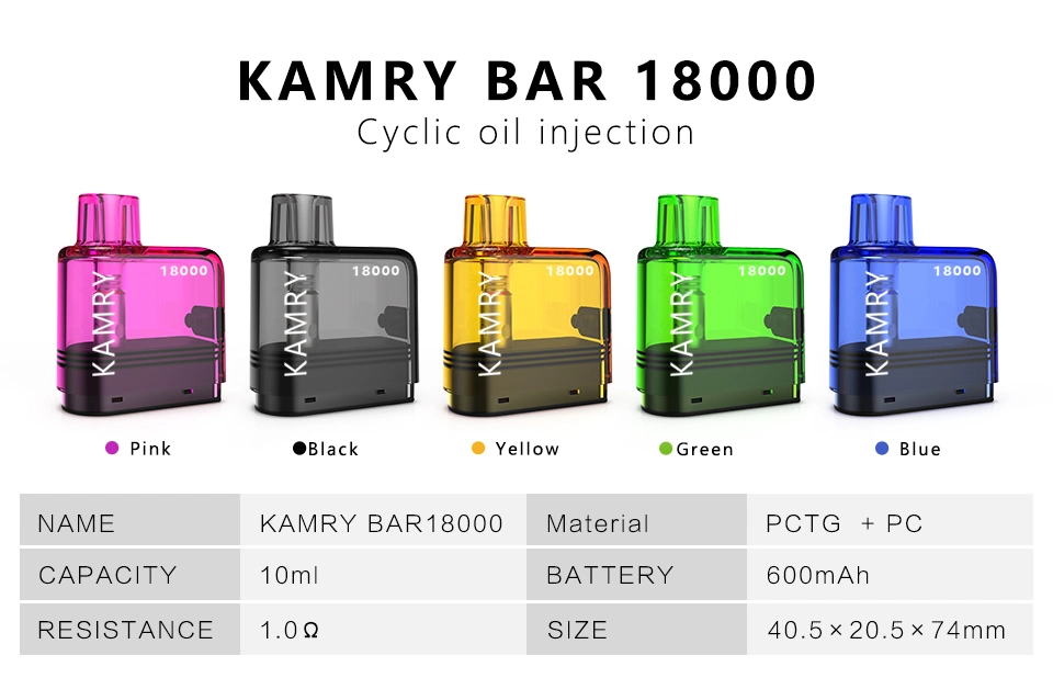 Kamry Bar Self Modeling Disposable Vape Refillable Pod 18000 Puffs Wholesale Disposable Atomizer