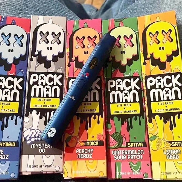 New Pack Man Live Resin Disposable Vape Pens Starter Kit Empty 2.0 Grams Ceramic Coil 2ml Pods Pack Man with Packaging