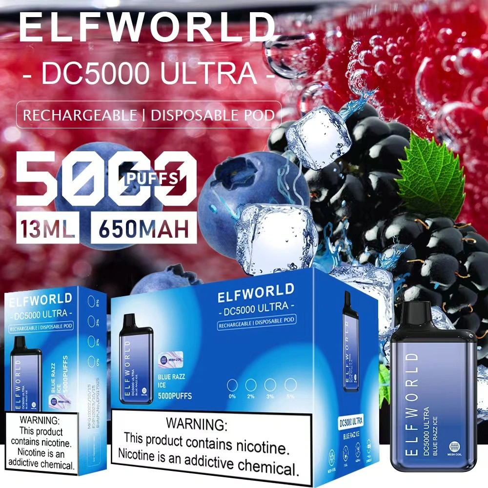 Original Elfworld Ultra 5000 Cigarettes Disposable Vapes Recharager Battery Vs Elfbar 5000