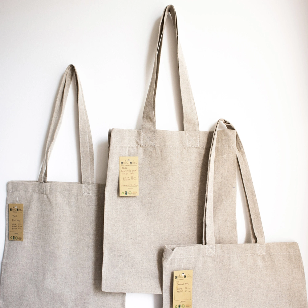 Sustainable Biodegradable Natural Fiber Fabric Cotton Recycled Linen Jute Hemp Tote Bag