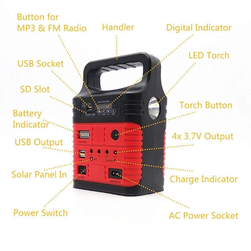 Solar Charging Lighting System with 3 Bulbs and USB Function Portable Solar Lighting System for Power Shortage Country