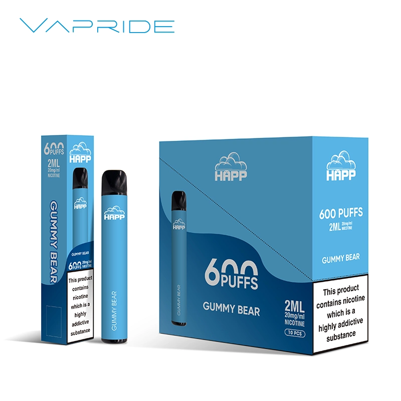 Vapride Online Shopping Happ 600 Puffs Wholesale Poland Electronic Cigarette Disposable Vape Pen