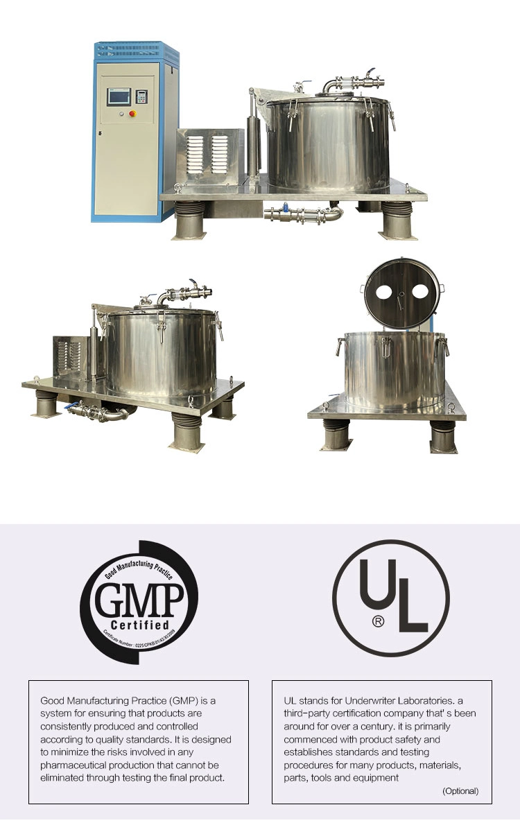 Industrial Scale Low Temperature Alcohol Extraction Hemp Oil Jacket Platform Basket Centrifuge