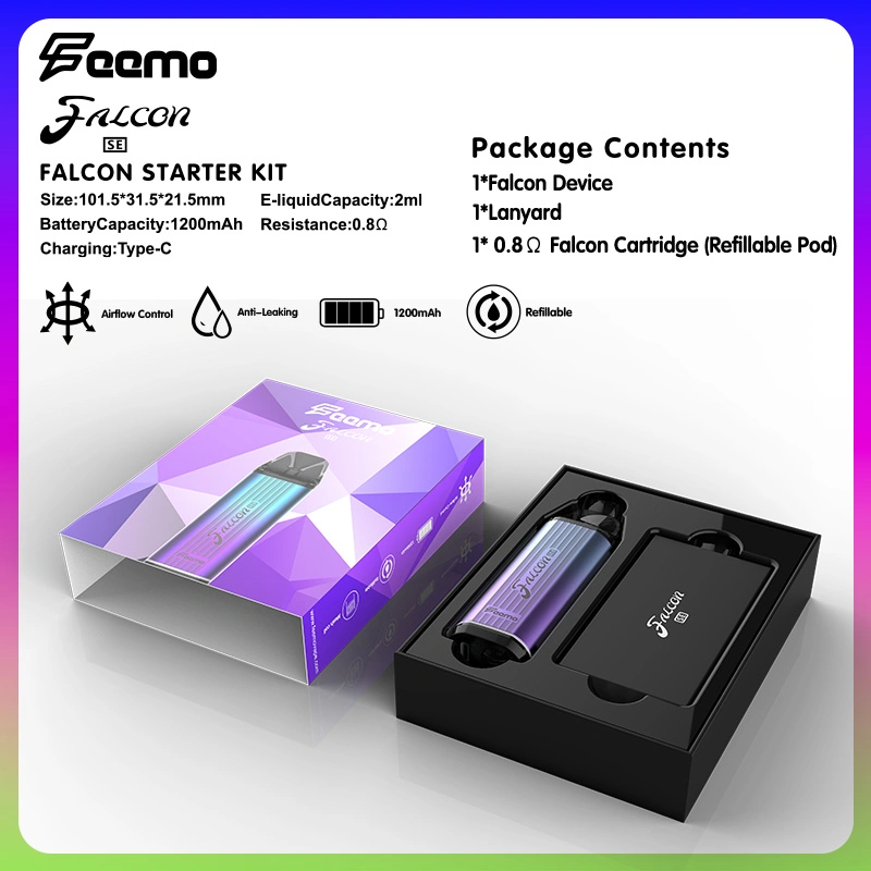 Low MOQ EU Shipping Feemo Falcon Disposable E Cigarette Big Cloud 0.6ohm Mtl-Dtl with 2ml Refillable Empty Pod Cartridge