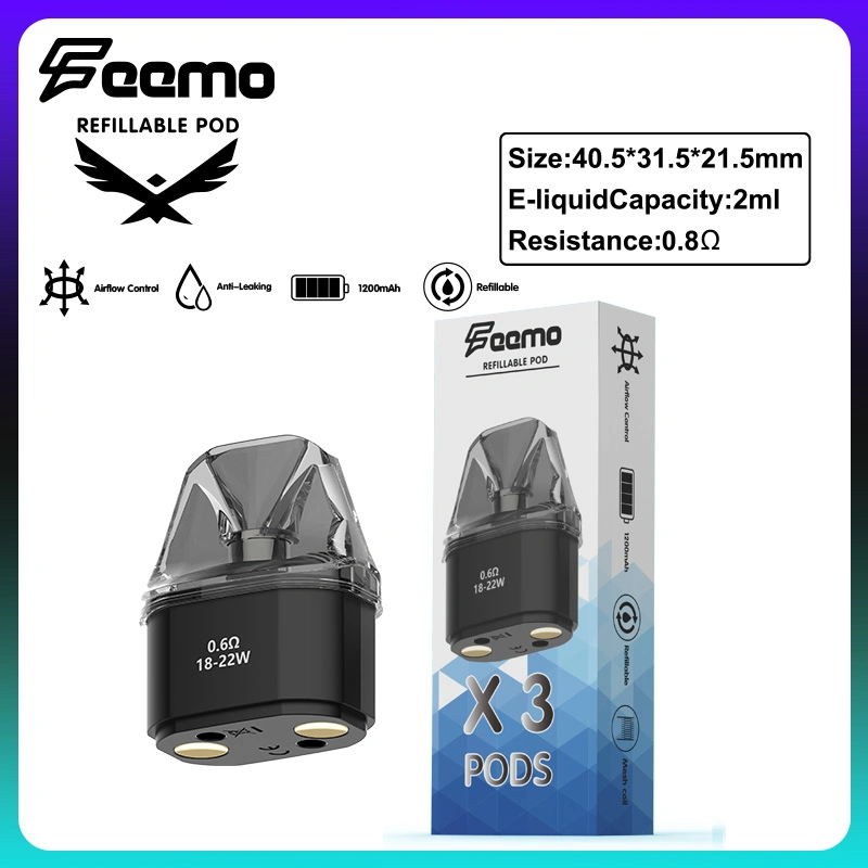 Low MOQ EU Shipping Feemo Falcon Disposable E Cigarette Big Cloud 0.6ohm Mtl-Dtl with 2ml Refillable Empty Pod Cartridge