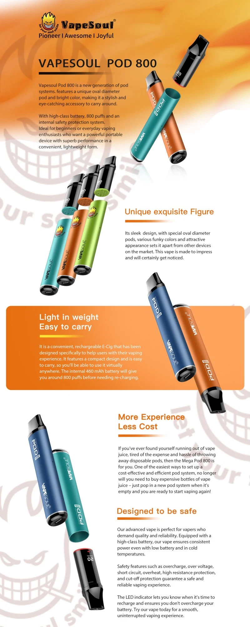 Itsuwa Vapesoul Pod-800 Kit Mesh Coil 2023 Wholesale I Vape E-Cigarette Latest Designv 800puffs Rechargeable Pen Hookah in Stock