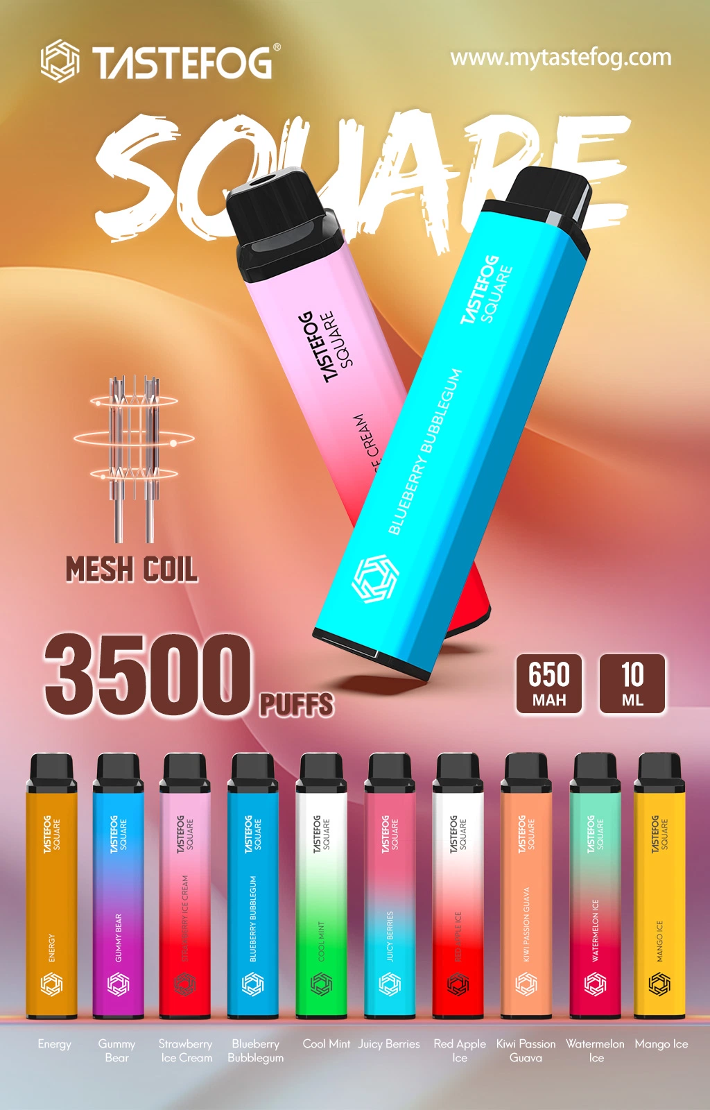 Tastefog Mega 12000 Puffs Disposable Vape Refillable with LED Flashlight