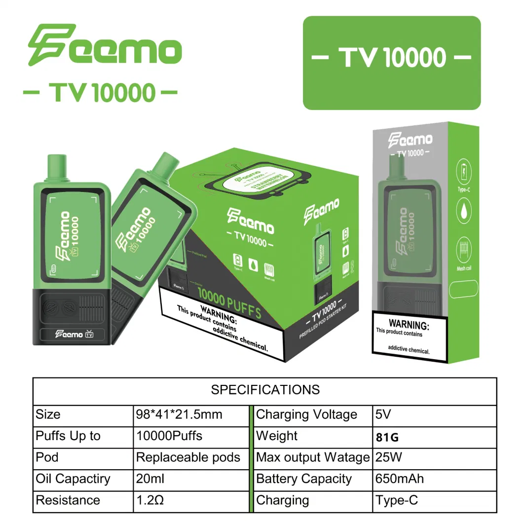 Disposable Rechargeable Electronic Cigarette Feemo T10000 (Pod+ Charging Base) Wholesale Vape