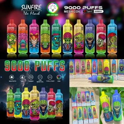 SunFire Puff Tornado Puff 9000 12000 M одноразовый Vape Tha Одноразовый пеленальный подгузник Vape Puff 9K E-Cigarette 18 мл 0/2/3/5% емкость аккумулятора 600 мА