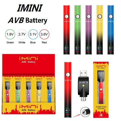 Imini Brand оптом 510 нитей Vape Pen E Прикуриватель аккумулятор Регулируемая батарея с сильным предварительным разогревом