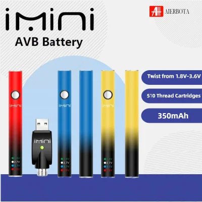Высококачественный аккумулятор Imini Preheat емкостью 350 мА/ч с переменным напряжением на нижней части Зарядка с помощью USB 510 Vape Pen Battery для тележки с маслом Картриджи аккумулятор для пера Vaporizer
