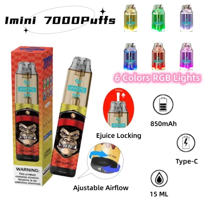 Оригинальные Imini Tornado Puff 9000 7000 puffs одноразовые E-Cigarette особенности 0 мл аккумулятор Vape 2/3/5/20% Встроенный аккумулятор 850 мА/ч, соответствующий вкусов