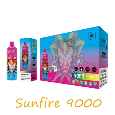  Новейший одноразовый материал для исследований и разработок Sunfire 9000puffs Vape 9000 7K 8K 9K Электронный сигарет 18 мл Карты предварительно охлажденный вапер Производитель прямой поставки ЕС