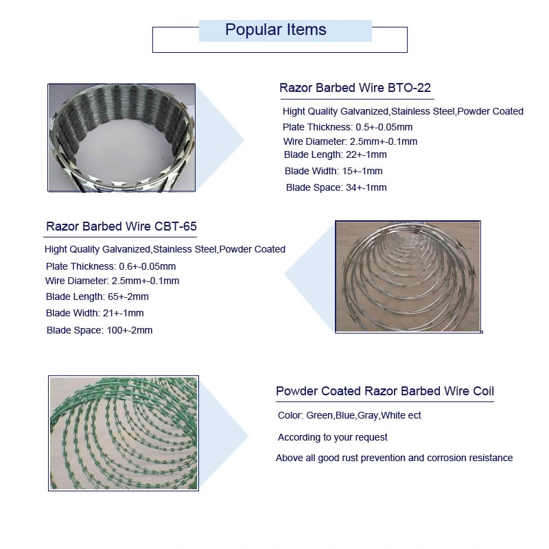 Stainless Steel Concertina Razor Barebed Wire Fencing Coil