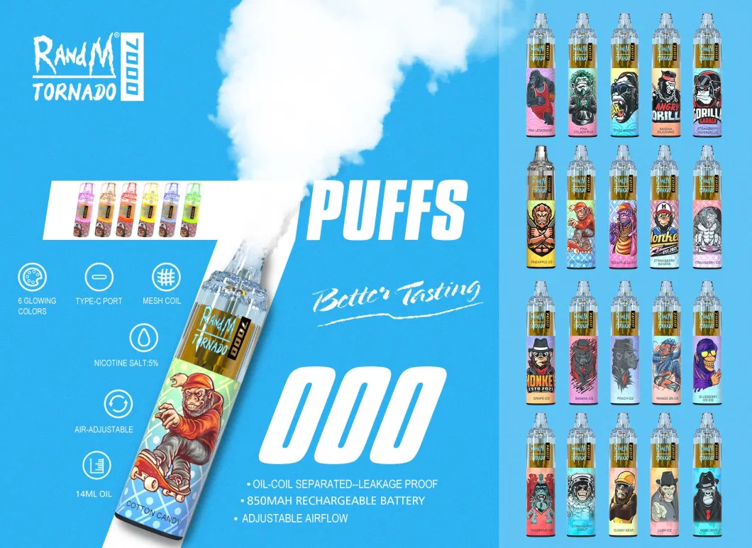 Wholesale 2022 Popular Products R and M Tornado 7000 Puffs High PRO Vape Pen Disposable Vape