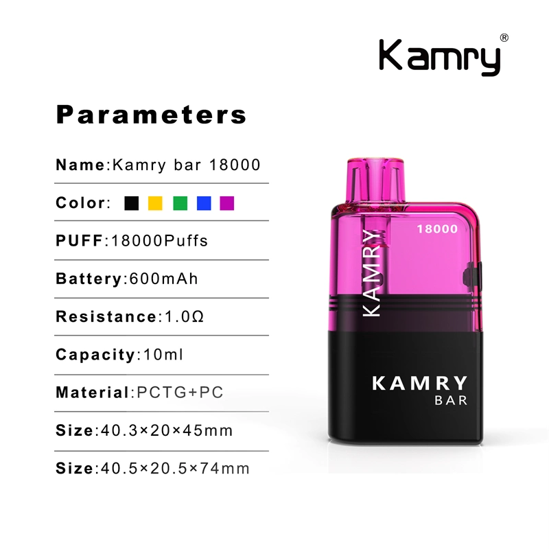 Kamry Bar Self Modeling Disposable Vape Refillable Pod 18000 Puffs Wholesale Disposable Atomizer