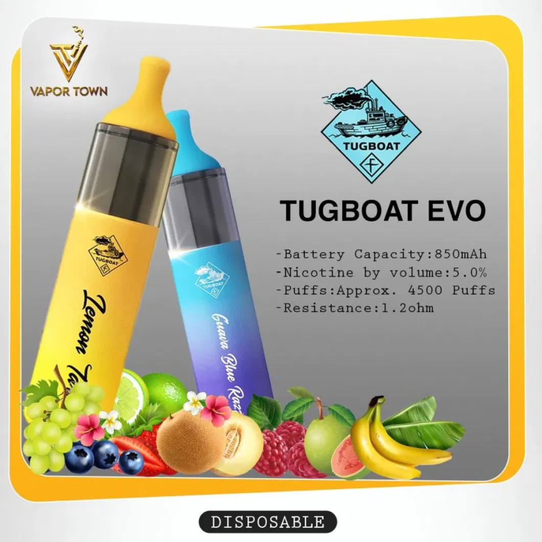 Hookah Shisha Pen Price The Purest and Strongest Flavor Production Tugboat Evo 4500 Puffs Disposable Vape