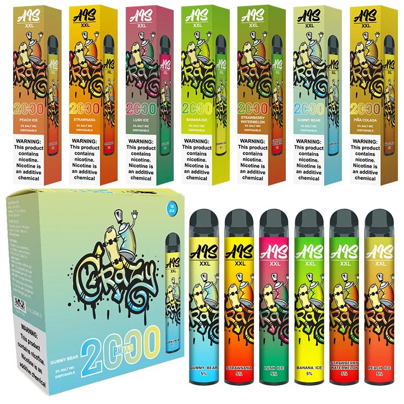 Factory Supply AIS XXL 2000puffs Disposable Vape Pen 6ml E-Liquid 8 Flavors Vape on Sale OEM Package/Logo