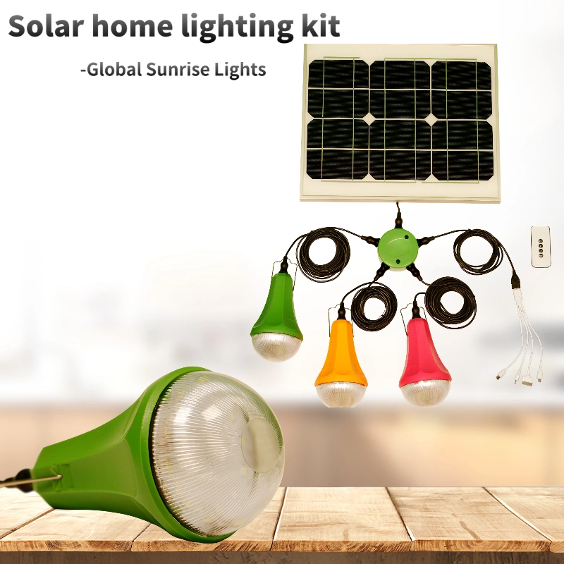 Portable 5W Solar Energy Charging Kit Outdoor Light System with 4 LED Bulb and USB Phone Charging Solar Light