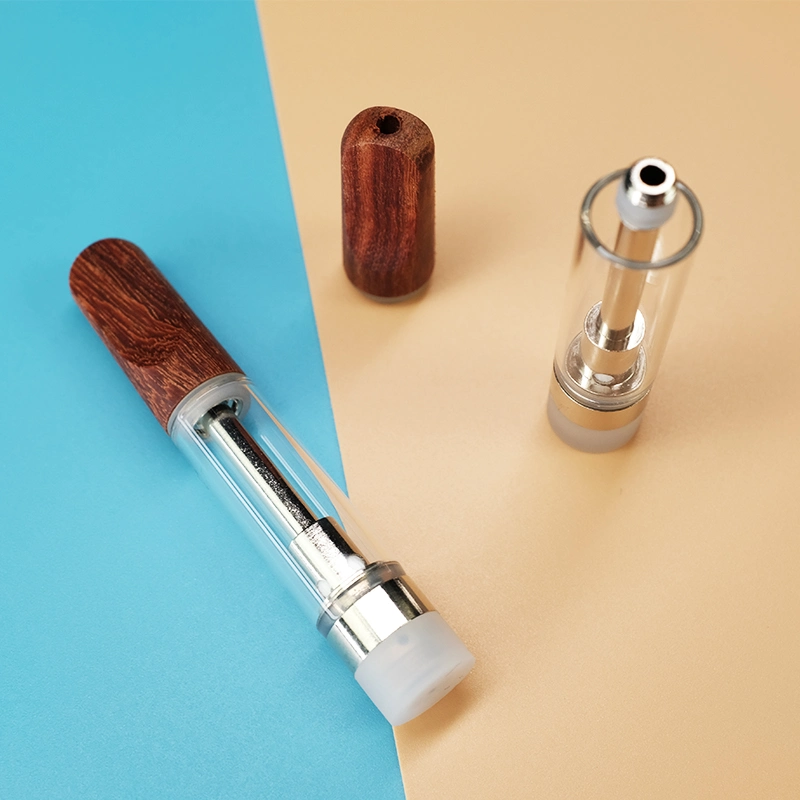 Wood Tip 0.5ml 1.0ml 510 Thread Vaporizer Ceramic Coil Glass Tank Smoking Carts Oil Cartridges Vape Atomizer