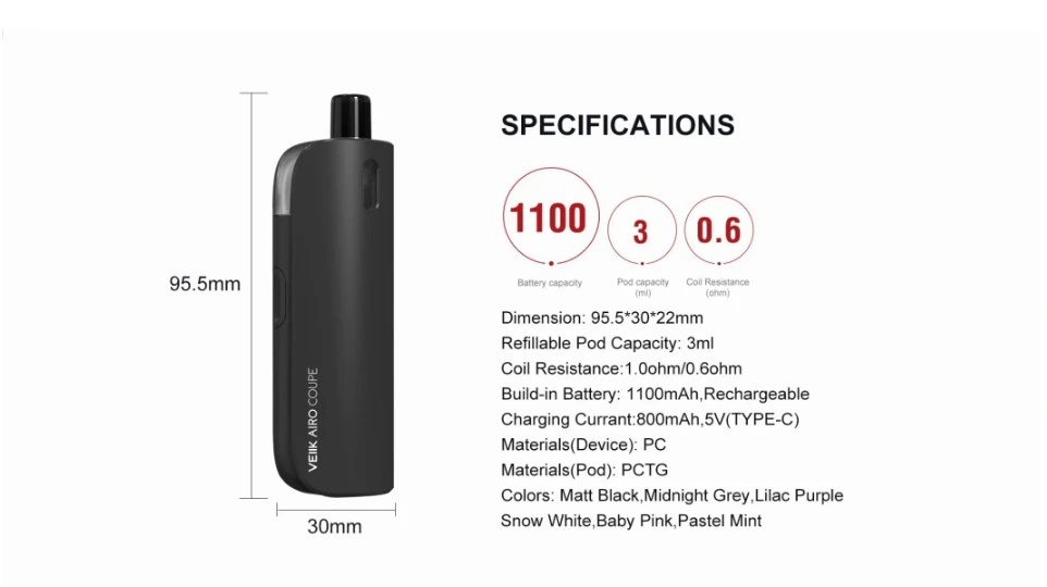 Airo Couple Pod 3ml E-Liquid Capacity with 1100 mAh Battery Capacity Vape Kits