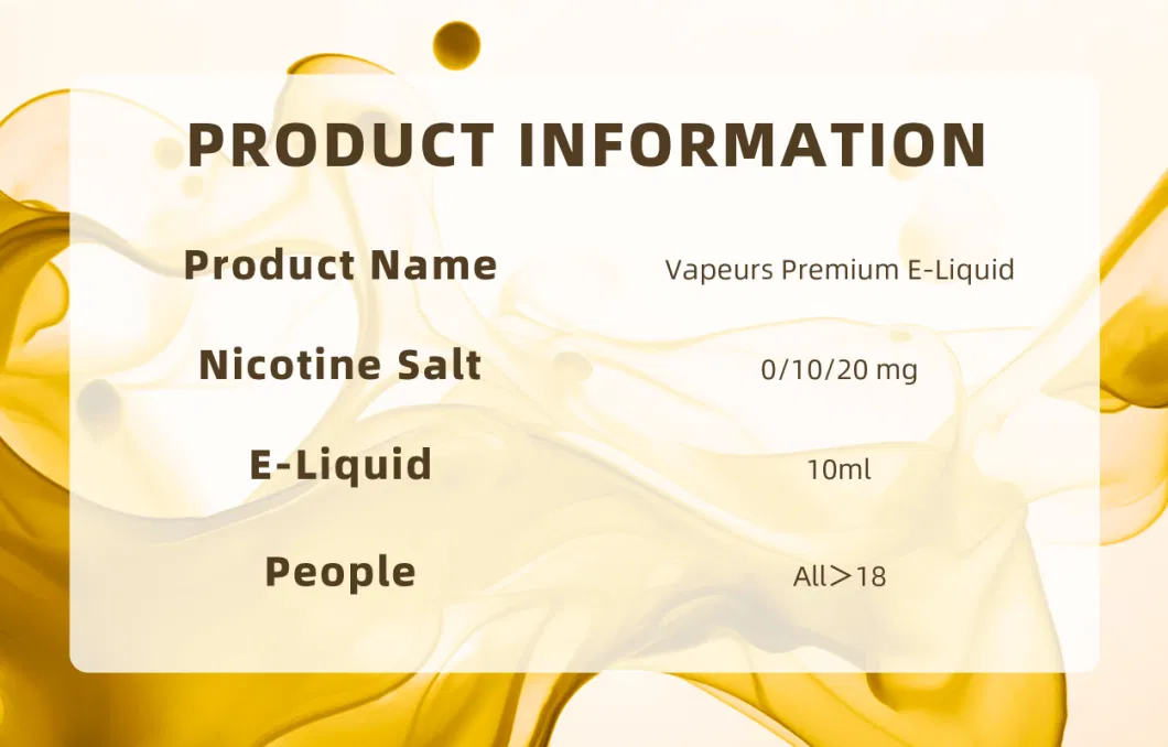 High Quality Wholesale OEM ODM 10ml 10mg 20mg Nic Salt E Liquids E-Juice for Vape