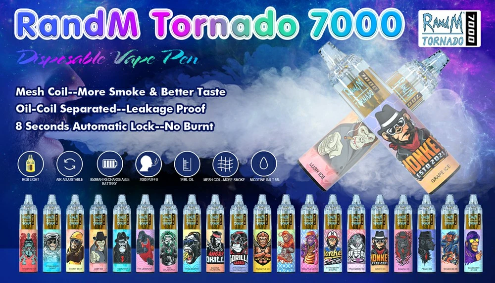 Wholesale 2022 Popular Products R and M Tornado 7000 Puffs High PRO Vape Pen Disposable Vape