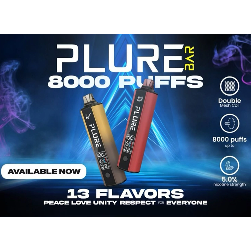 Wholesale Vaper Plure Bar 8000 Puff New Disposable Vape Refillable 10ml Juice Reference Fob Price