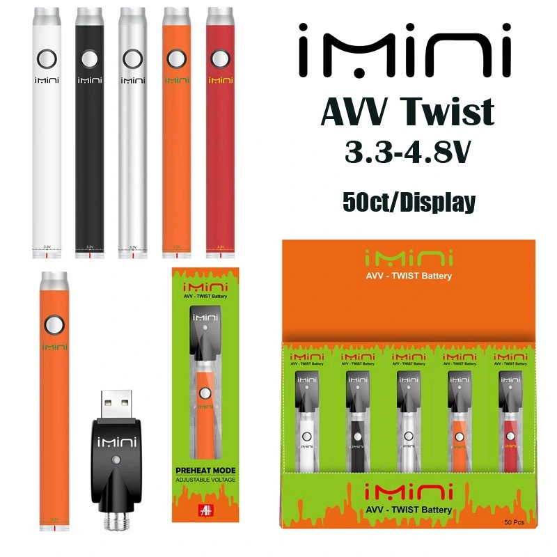 Authentic Imini Avv/AVB 380mAh Variable Voltage Preheating Battery E Cigarette 510 Thread for Thick Oil Vape Cartridges 3.3-4.8V for Vapor in Display Box Vapour