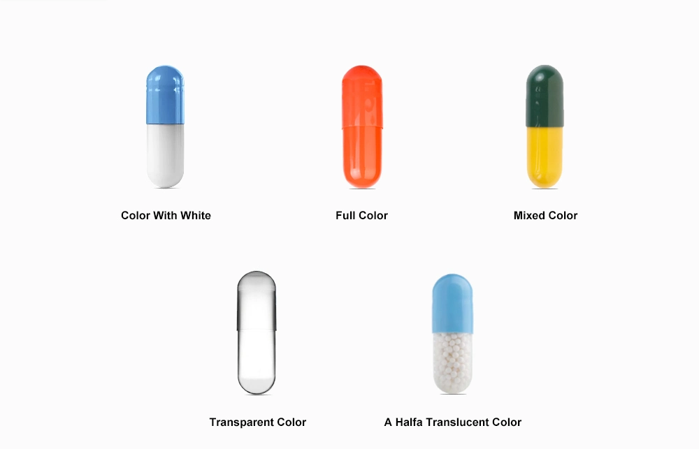 Transparent Customization Printing Various Colors Mixed All Size Empty Hard Gelatin Capsules