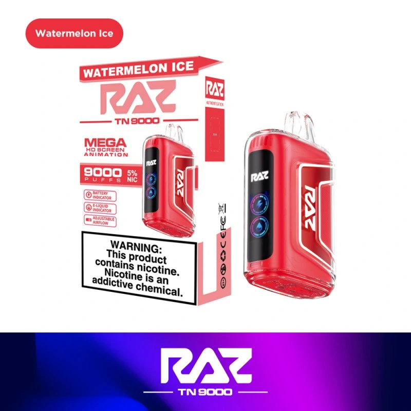 Adjustable Airflow Raze Tn9000 Puffs Plus Disposable Electronic Cigarette Vape 12ml Pre-Filled Tank