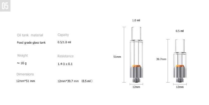 High Quality Disposable Vape Carts 510 Thread All Glass Cartridge