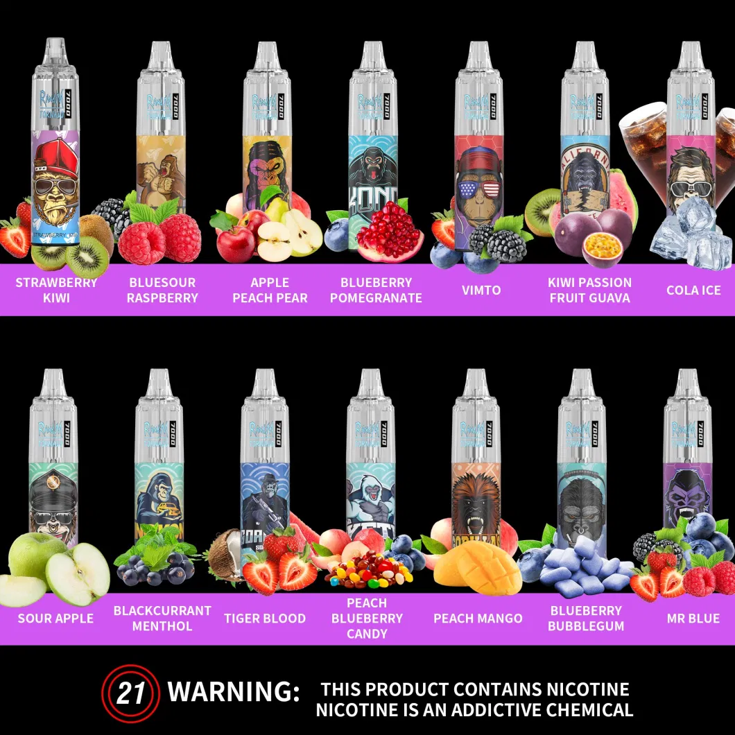 Best Selling Good Taste 56 Flavors E Cigarette Rechargeable Disposable Randm Tornado 7000 Puff Vape